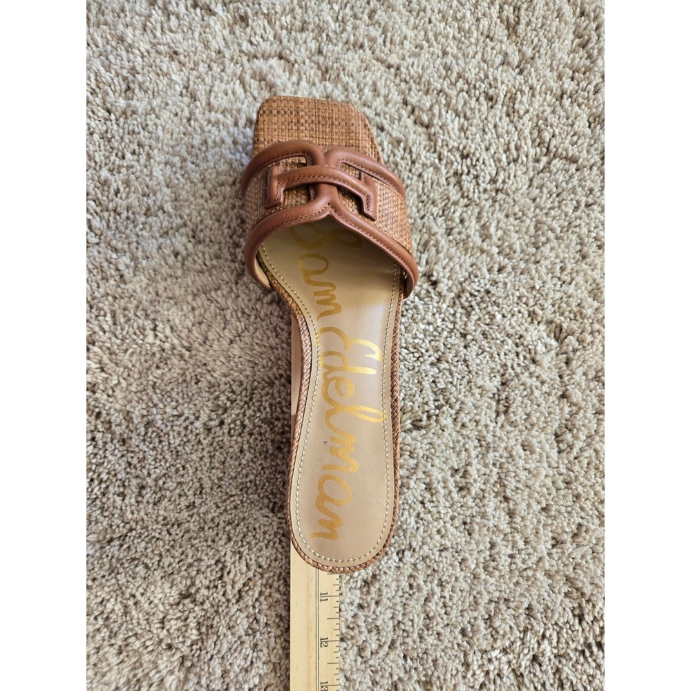 Sam Edelman Briar Mules Size 7.5 Brown New Woven Raffia Block Heel Sandals - Picture 7 of 7